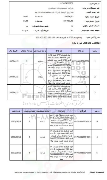 استعلام, استعلام لوله فولادی ....