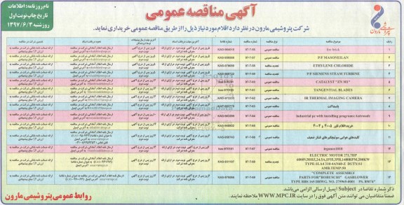 مناقصه عمومی, مناقصه fire brick ....