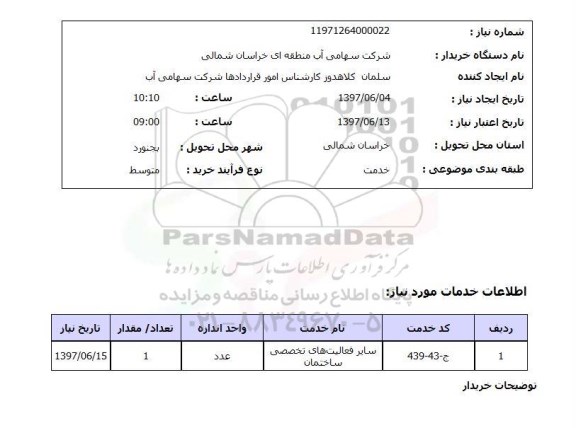 استعلام, استعلام سایر فعالیت های تخصصی ساختمان ...
