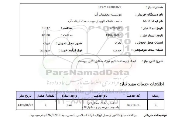 استعلام,ایجاد زیرساخت فیبر نوری