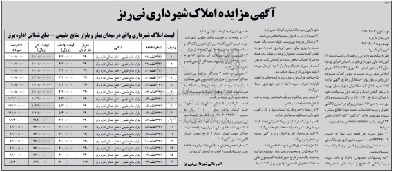 مزایده,مزایده فروش املاک شامل 16 قطعه