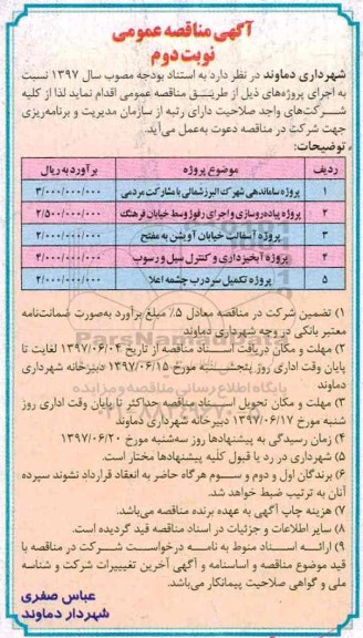 آگهی مناقصه عمومی , مناقصه پروژه ساماندهی شهرک ... نوبت دوم