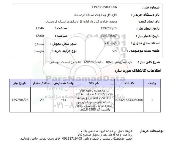 استعلام , استعلام درب  سرویس upvc با ابعاد 120*80  ...