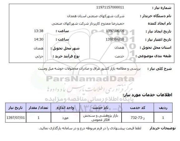 استعلام , استعلام   بررسی و مطالعه بازار ...