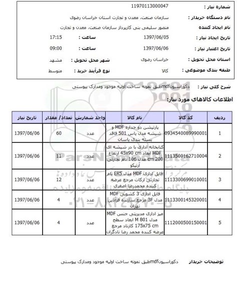 استعلام, دکوراسیون MDF 