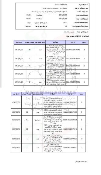 استعلام, استعلام تجهیز ساختمان 