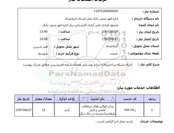 استعلام , استعلام اجرای شبکه ساختار یافته دیتا و روشنایی ...