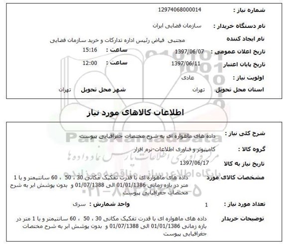 استعلام , استعلام داده های ماهواره ای