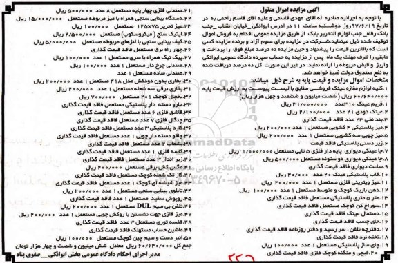مزایده,مزایده کلیه لوازم مغازه عینک فروشی