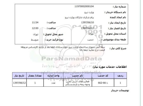 استعلام, بیمه آتش سوزی ساختمان