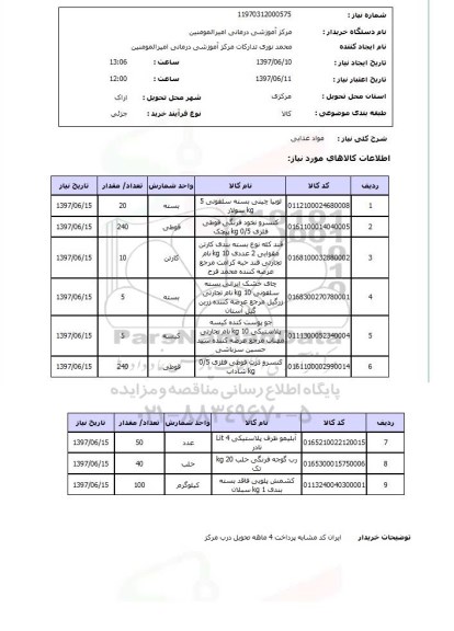 استعلام , استعلام مواد غذایی ...
