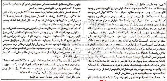 مزایده,مزایده واحد تجاری مسامحت 14.80متر مرحله اول