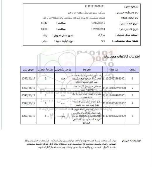 استعلام,استعلام رخت آویز، صندلی