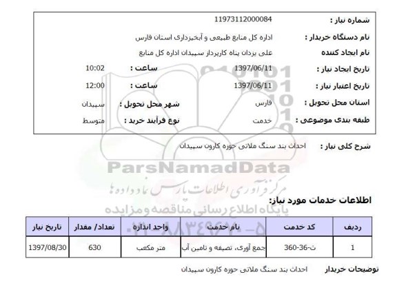 استعلام, احداث بند سنگ ملاتی 