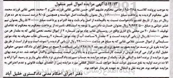 مزایده,مزایده 20 من محلی باغ اناری