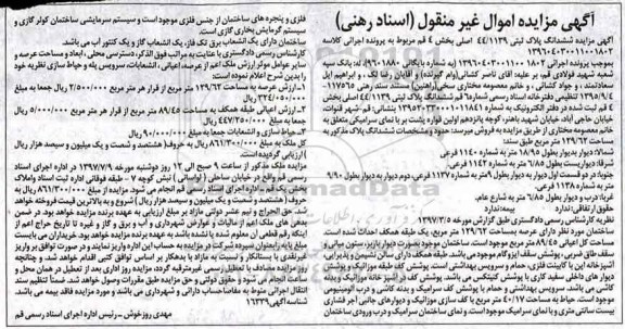 مزایده ,مزایده ششدانگ پلاک ثبتی بخش 4 قم مساحت 129.62متر