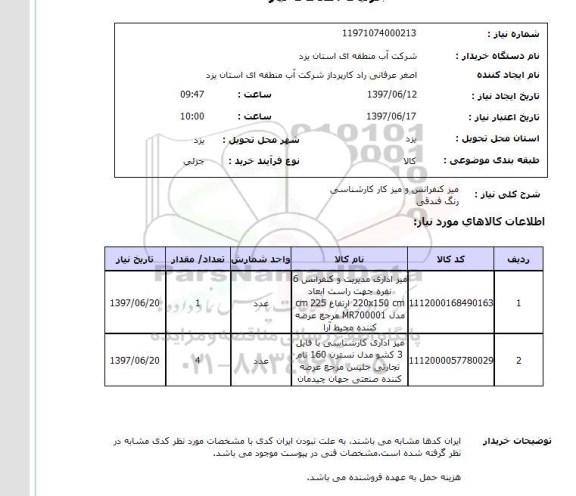 استعلام, میز کنفرانس و میز کار کارشناسی 