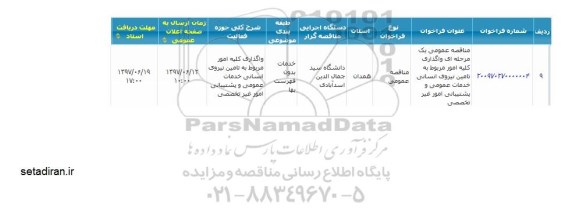 مناقصه، مناقصه واگذاری کلیه امور مربوط به تامین نیروی انسانی...