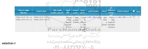 مزایده, مزایده فروش یک دستگاه وانت مزدا دوکابین