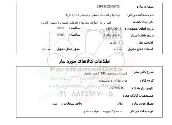 استعلام,کنسرو تن ماهی