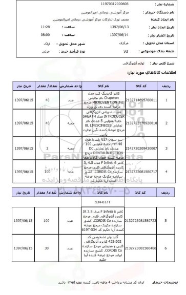 استعلام, لوازم آنژیوگرافی