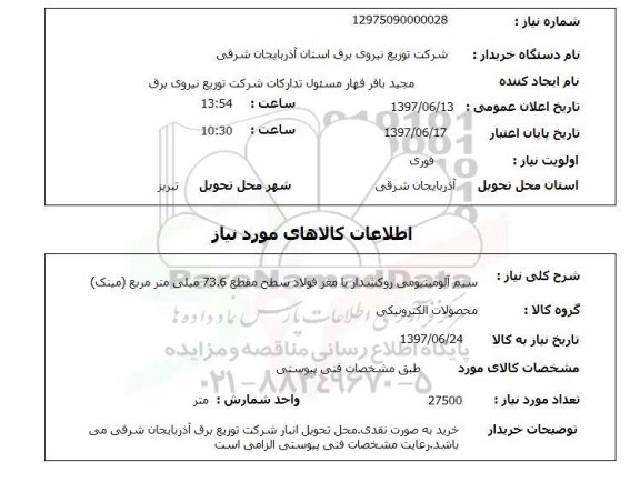 استعلام,سیم آلومینیومی