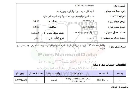استعلام, استعلام واگذاری پرونده غیرقابل بازتوان افراد معلول...
