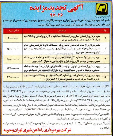 مزایده, مناقصه عمومی نصب انشعابات آب و فاضلاب و ... (نوبت دوم)