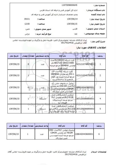 استعلام, کارت شبکه ، میکسر آزمایشگاهی و ..