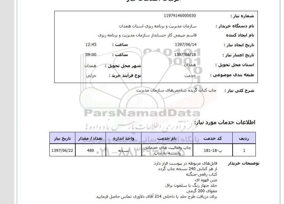 استعلام, چاپ کتاب گزیده شاخص های سازمان مدیریت 