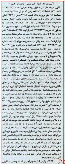مزایده,مزایده ششدانگ زمین مساحت 198متر