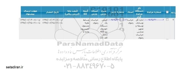 فروش یکدستگاه خودروی پژو 405
