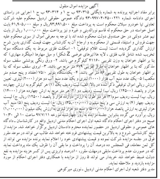 مزایده, مزایده اقلام توقیفی