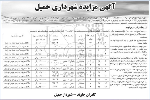 مزایده,مزایده فروش املاک کاربری مسکونی 