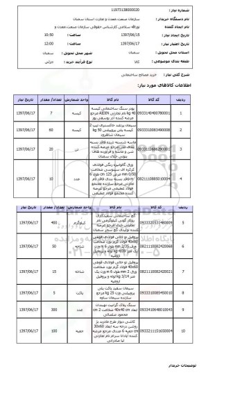 استعلام , استعلام خرید مصالح ساختمانی