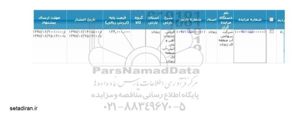 مزایده فروش ضایعات آهن