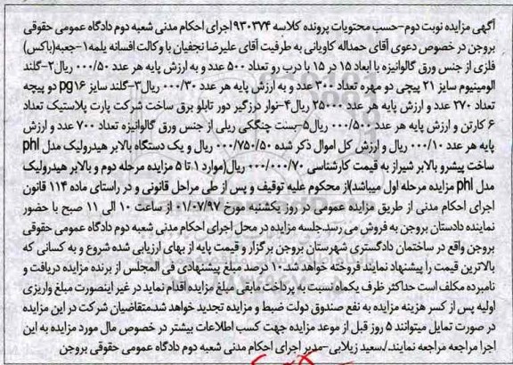 مزایده, مزایده جعبه فلزی، گلند، بست چنگکی... - نوبت دوم 