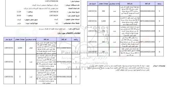 استعلام; استعلام خرید لوازم آبیاری قطره ای...