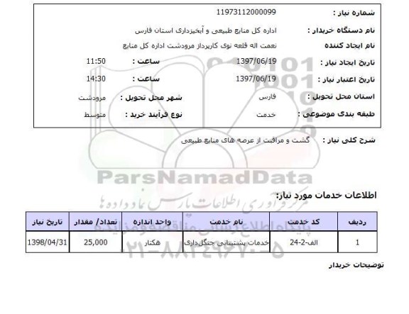 استعلام, گشت و مراقبت از عرصه های منابع طبیعی 