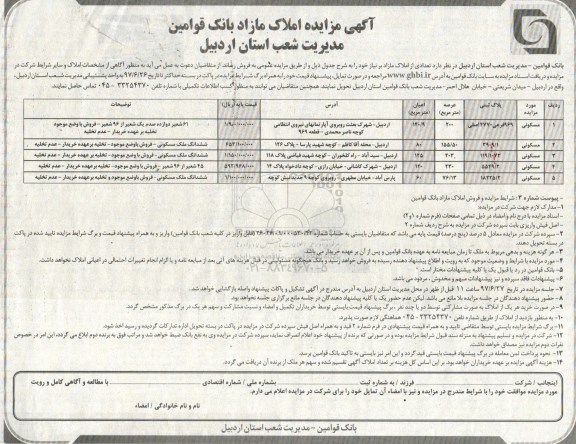 مزایده,مزایده فوش تعدادی از املاک مازاد بر نیاز