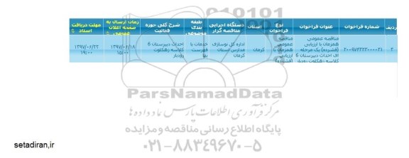 فراخوان , مناقصه احداث دبیرستان 6 کلاسه