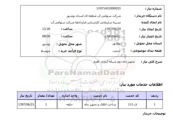 استعلام,تجهیز چاه