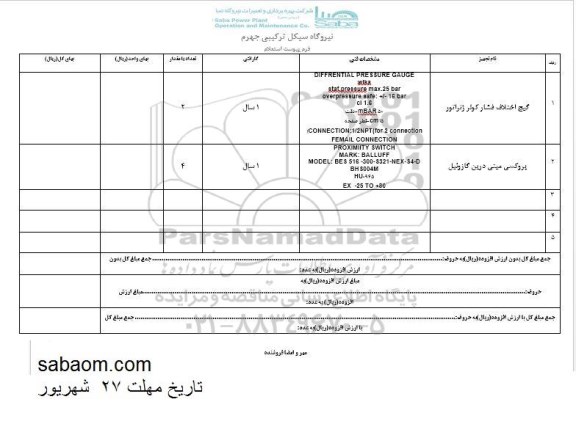 استعلام,استعلام گیج فشار کولر ژنراتور ، پروکسی میتی درین گاروئیل 