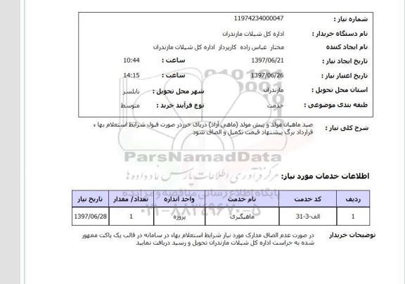استعلام, صید ماهیان و پیش مولد (ماهی آزاد) 