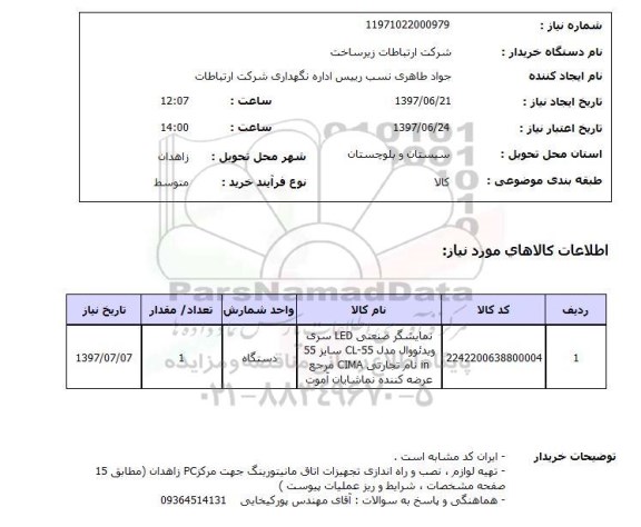 استعلام, نمایشگر صنعتی LED سری ویدئووال