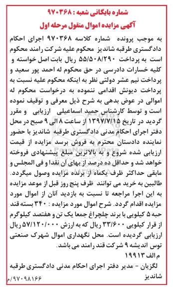 مزایده, مزایده قند