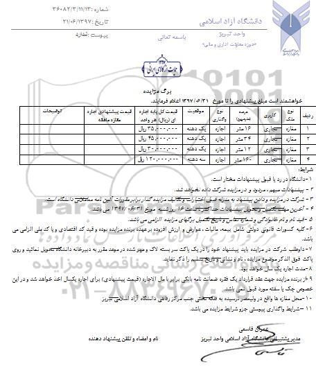 مزایده , مزایده واگذاری مغازه تجاری