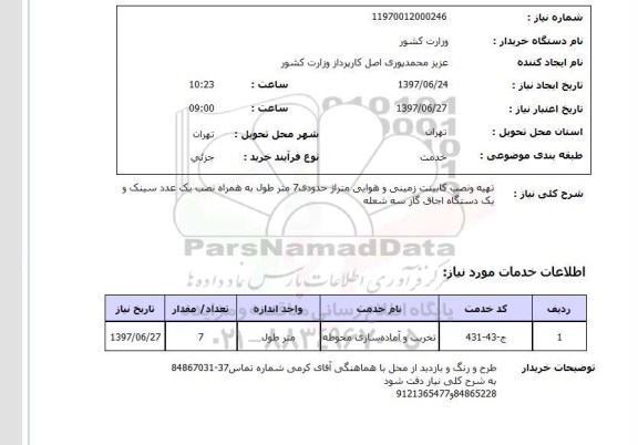 استعلام ,استعلام  تهیه و نصب کابینت زمینی و هوایی متراژ حدودی ...