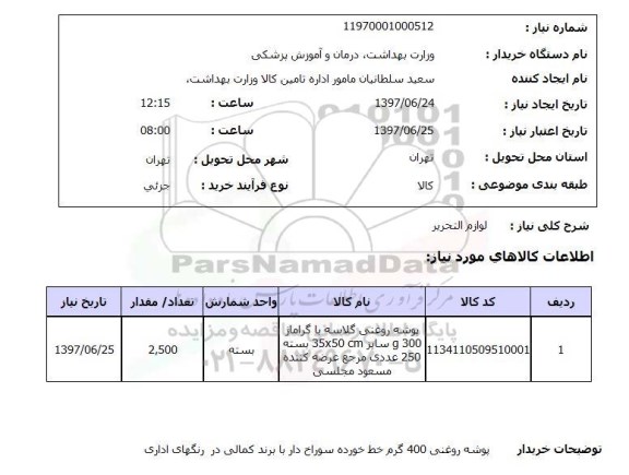استعلام, لوازم التحریر