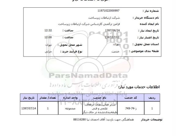 استعلام,استعلام سایر فعالیت های حرفه ای
